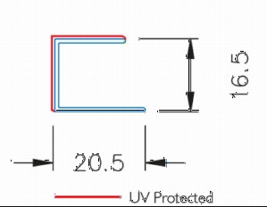 POLYCARBONATE CLEAR EXTRUDED ENDCAP U CHANNEL #215