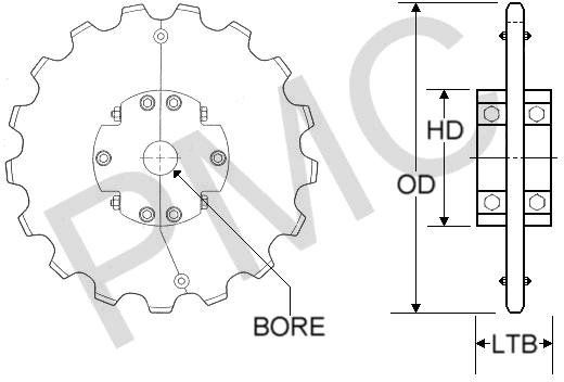 SPROCKETS - WATER TREATMENT - CS720S SPLIT - CHAIN PITCH 6" - ROLLER DIA 1 7/16" | UHMW REPRO - 13 T