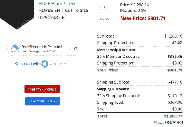 Interstate Advanced Materials shipping discounts are shown on every order.