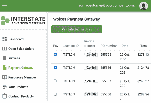 Pay bills through your Interstate Advanced Materials portal.