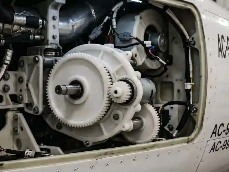 A gear made of acetal for an aircraft HVAC system.