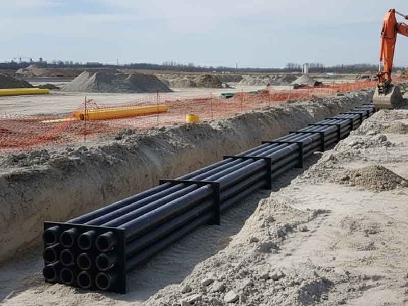 HDPE duct bank spacers in use.