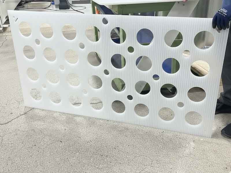 Fluted polypropylene template for conduit layouts.