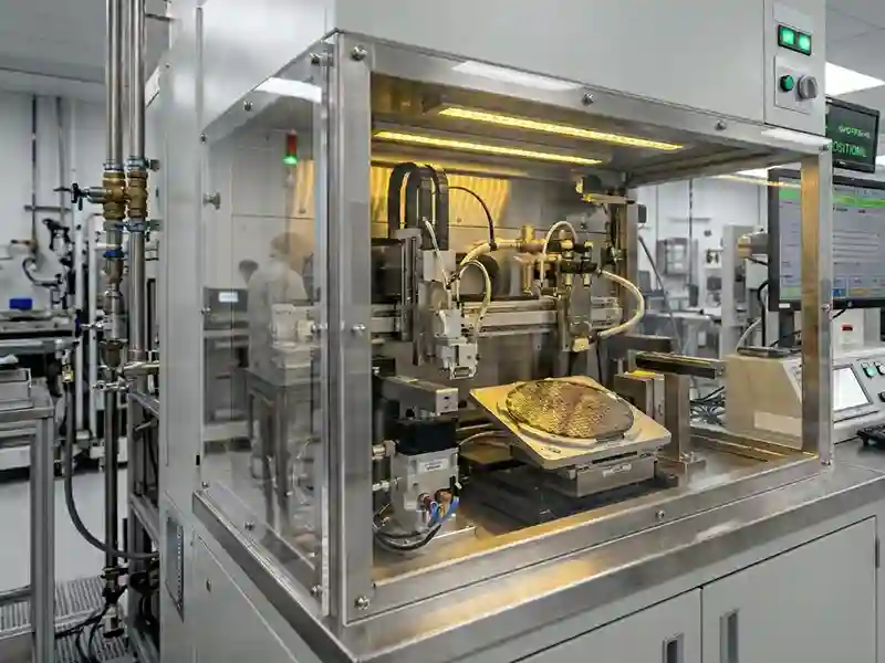 An inspection panel made of acrylic in a semiconductor manufacturing facility.