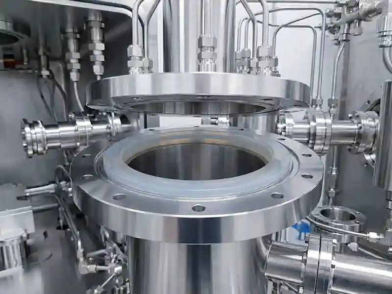 Gasket made of PCTFE in a semiconductor processing chamber.