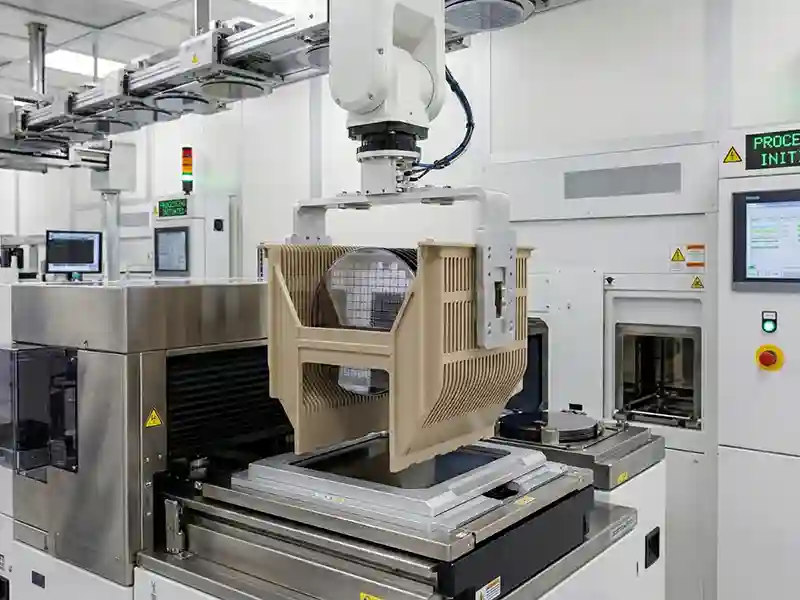 A wafer carrier made of PEEK in a semiconductor manufacturing facility.