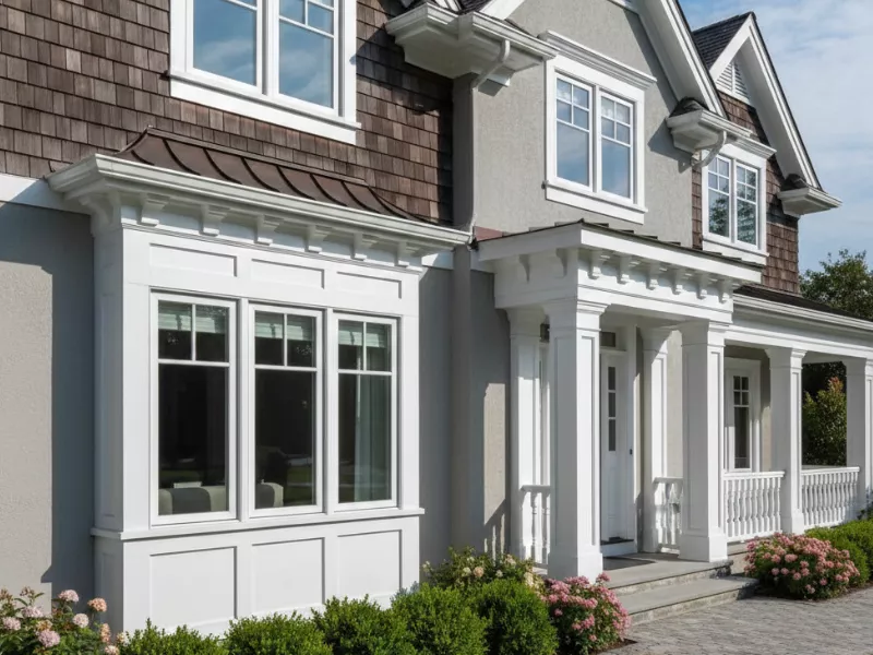 White expanded PVC used for millwork on a house.