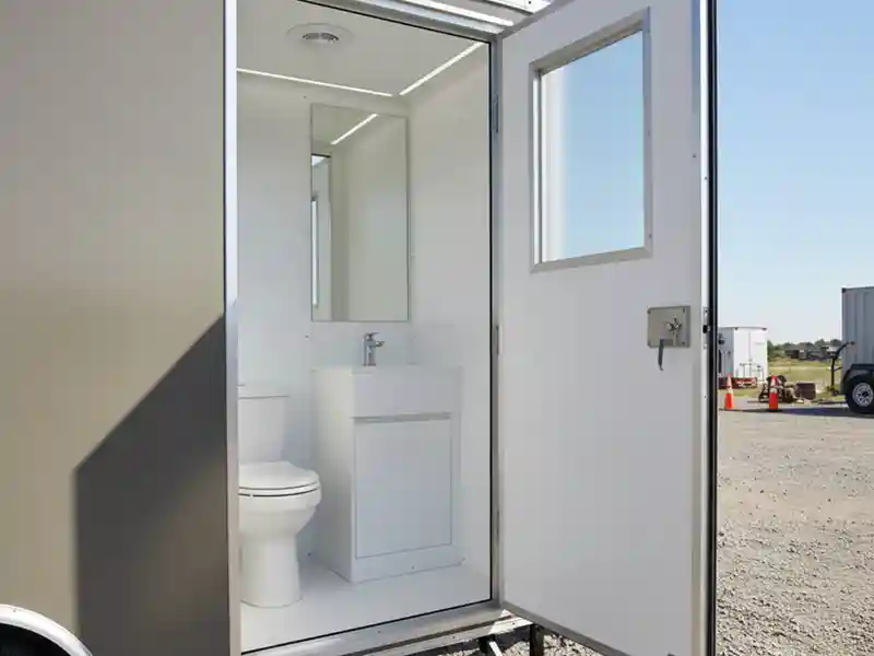 White HDPE marine board used for a portable bathroom trailer.