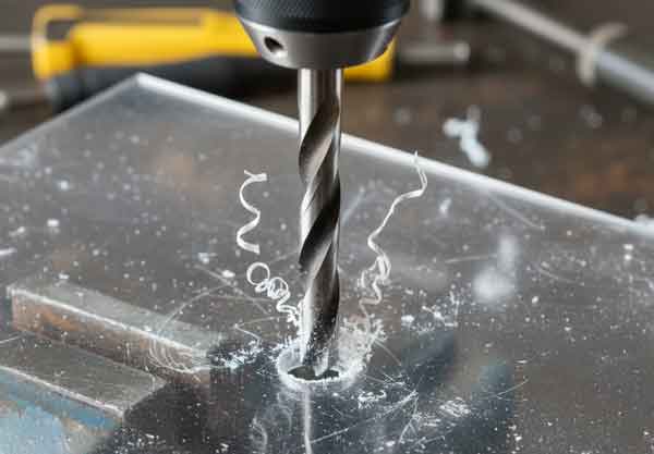 Drilling a polycarbonate sheet.