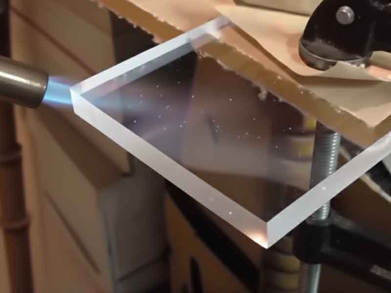 Acrylic sheet being flame polished.