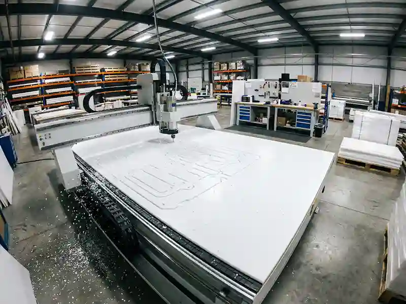 HDPE undergoing CNC routing.