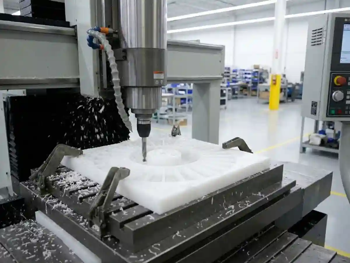 HDPE undergoing CNC routing.