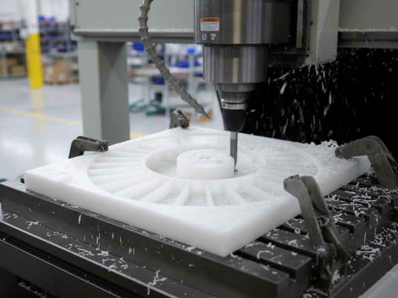 CNC machining of a HDPE custom part.