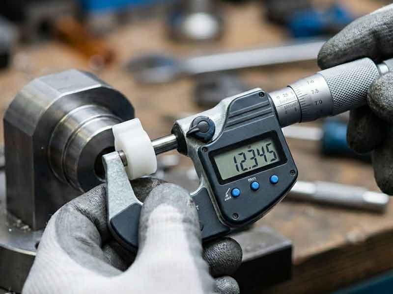 Photo of a plastic part being checked.
