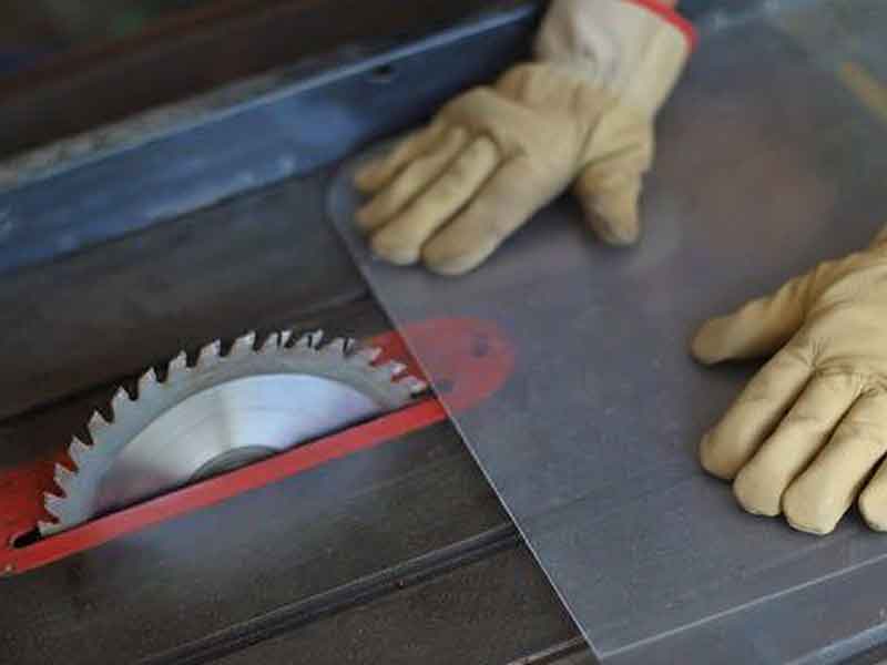 Acrylic cut by a table saw.