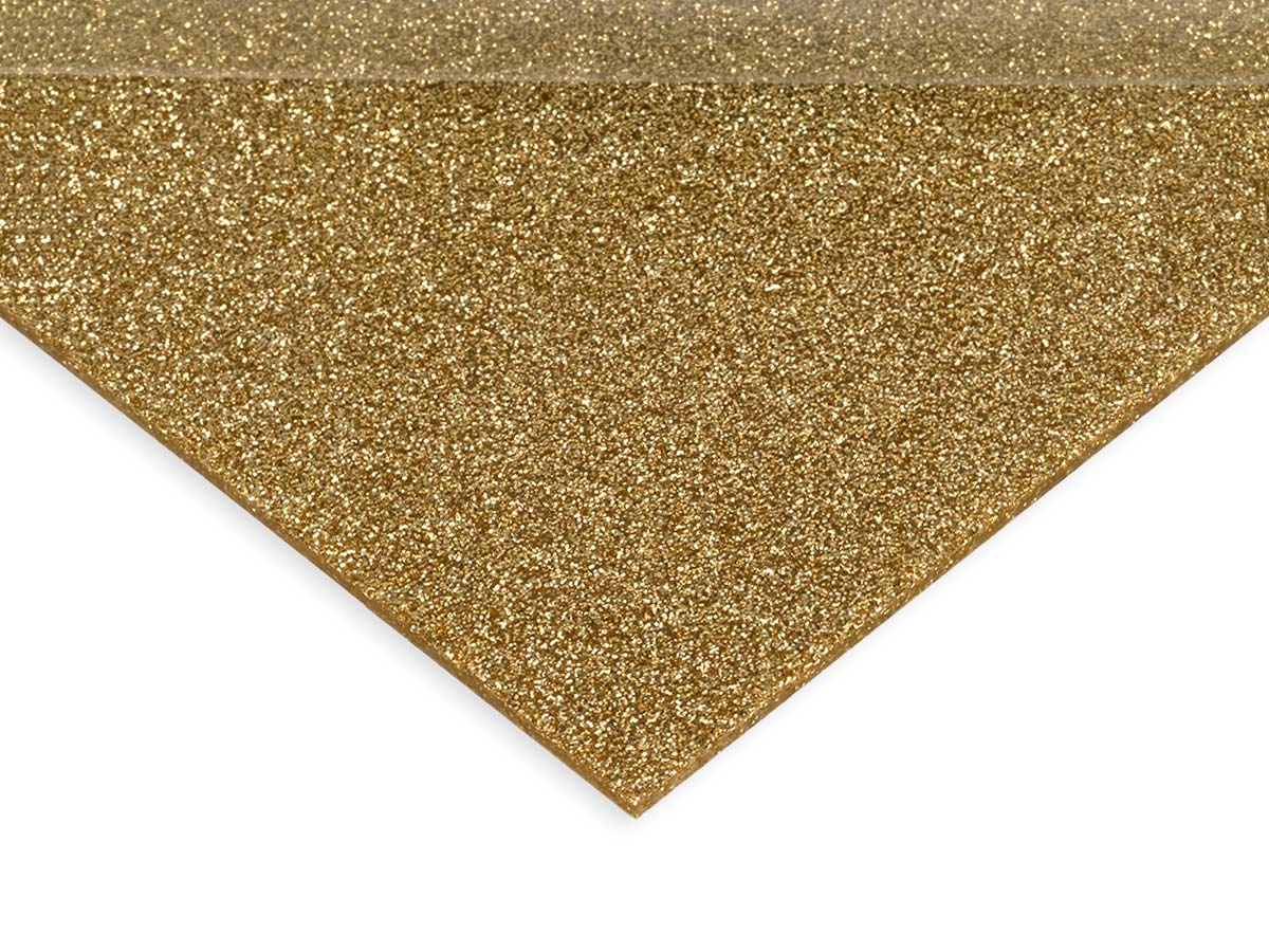 Acrylic Sheet Cut-to-Size | Gold Glitter