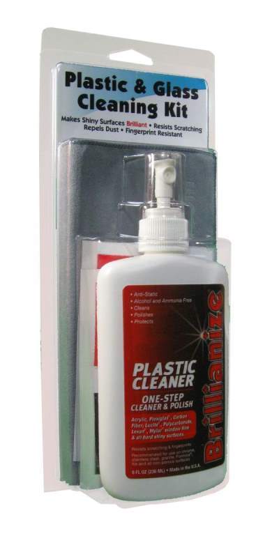 Brillianize Plastic And Glass Cleaning Kit With Microsuede Polishing Cloth