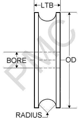 PULLEY - 1/2" ROUND BELT - UHMW | 3" OD - 3/4" WIDTH - 1/4" STOCK BORE