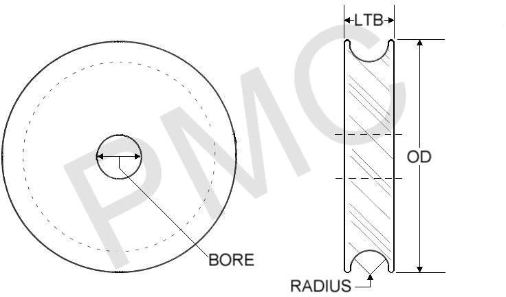 PULLEY - CAN LINE CABLE | 3/8" ROUND BELT - UHMW - 3.00" OD - 5/8" WIDTH