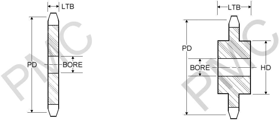 SPROCKET - MILL - 124 SERIES - 4.000" PITCH - A PLATE | UHMW REPRO - 6 TEETH - 1" STOCK BORE