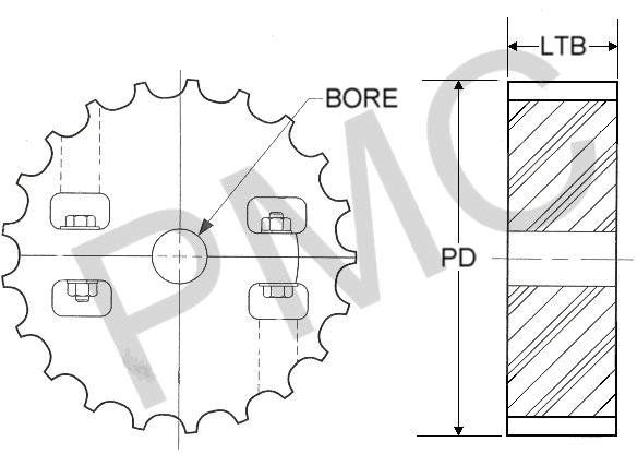 SPROCKET - FLAT-TOP CONVEYOR - 815 - STAINLESS STEEL HARDWARE | UHMW - 21 TEETH - 1 1/2" MAX BORE