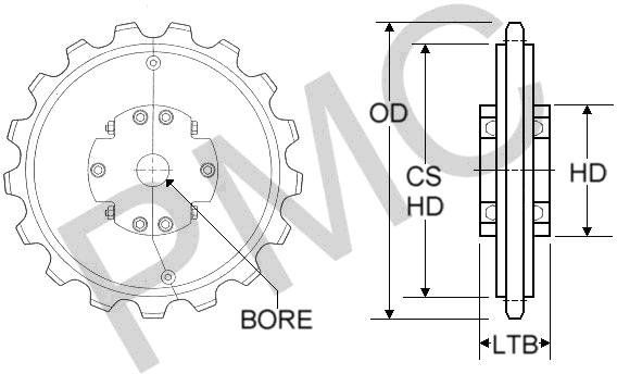 SPROCKETS - WATER TREATMENT - CS720S SPLIT CHAIN SAVER | CHAIN PITCH 6" - ROLLER DIA 1 7/16"
