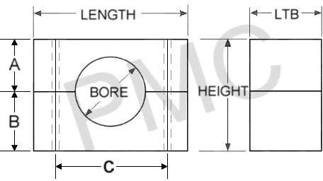 BEARING - SPLIT PILLOW BLOCK | HEAVY DUTY - UHMW - 2 (1/2") BOLT - 2 1/2" MAX BORE