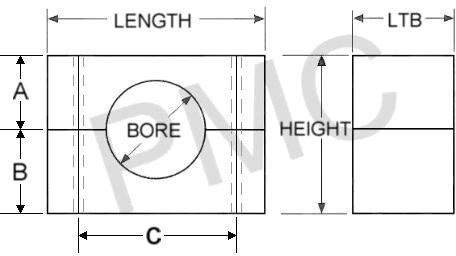 BEARING - SPLIT PILLOW BLOCK | HEAVY DUTY - UHMW - 2 (1/2") BOLT - 2 1/2" MAX BORE