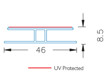 POLYCARBONATE CLEAR EXTRUDED DIVIDE H CHANNEL #202