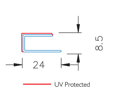 POLYCARBONATE CLEAR EXTRUDED ENDCAP U CHANNEL #213