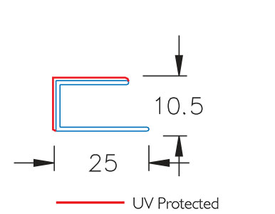 POLYCARBONATE CLEAR EXTRUDED ENDCAP U CHANNEL #214