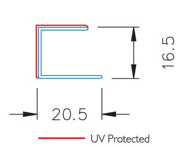 POLYCARBONATE CLEAR EXTRUDED ENDCAP U CHANNEL #215