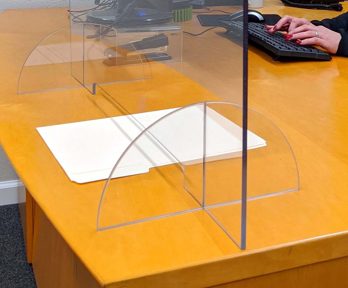 Polycarbonate Desktop Protective Shield | Vertical Sneeze Guard Image 3