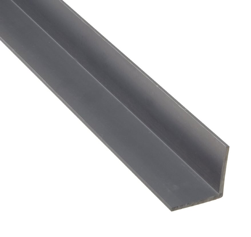 1/8 Wall Thickness Polyvinyl Chloride PVC Angle Opaque Gray 1-1/4 Leg Lengths 48 Length Equal Leg Length UL 94/ASTM D1784 Squared Corners 