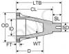 STUB SHAFT - BLACK NYLON | 11" OD - 4" ID - 8" DEPTH - 1.5" FLANGE THICKNESS - 1.937" SHAFT DIAMETER