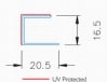 POLYCARBONATE CLEAR EXTRUDED ENDCAP U CHANNEL #215